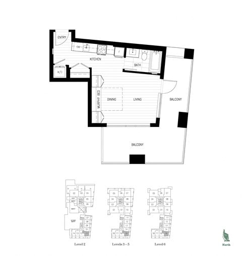 Floor plan for studio, 1 bath, 378 sqft